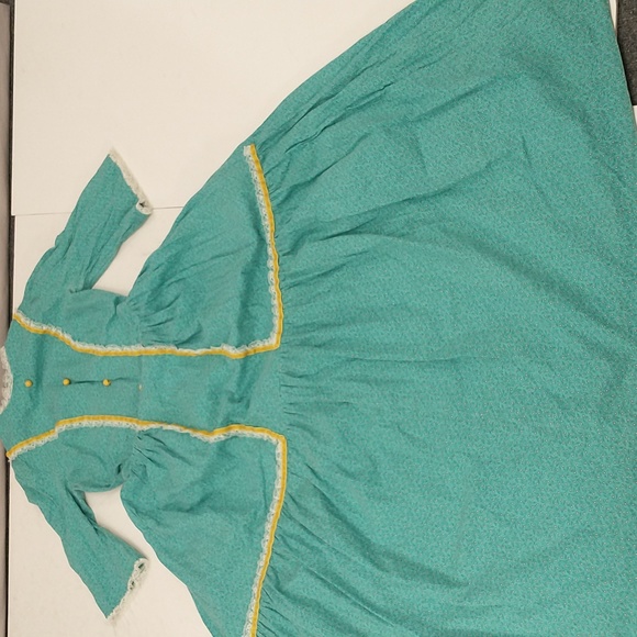 Reenactment Calico Cotton Prairie Dress Handmade OOAK 19th Century Look Costume - Picture 10 of 10